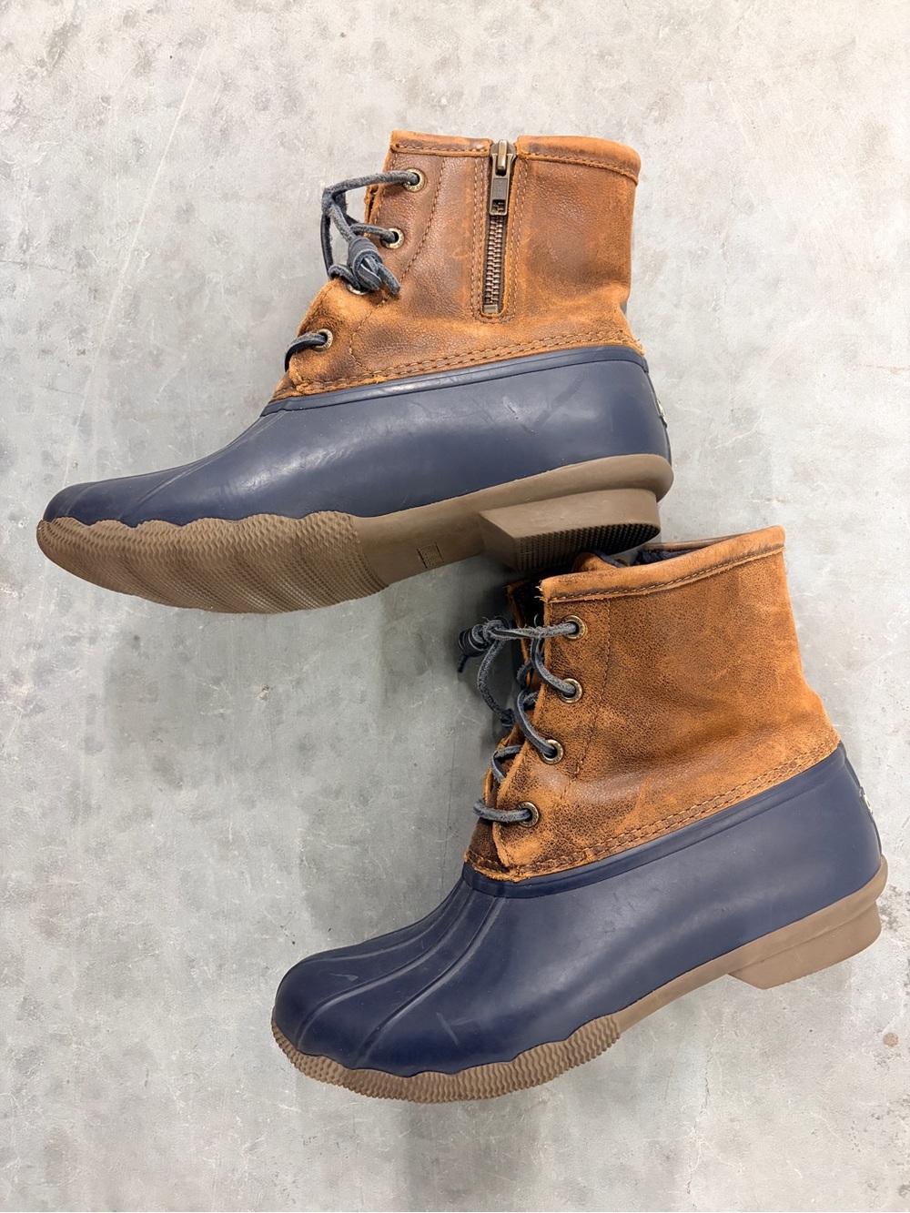 Sperry Brown Suede and Navy Rubber Duck Boots
